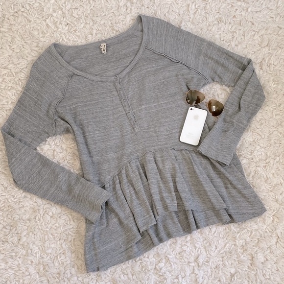Free People Tops - Free People Coastline Peplum Long Sleeve Shirt